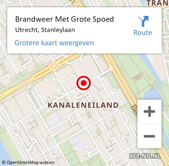 Locatie op kaart van de 112 melding: Brandweer Met Grote Spoed Naar Utrecht, Stanleylaan op 23 juli 2019 20:18