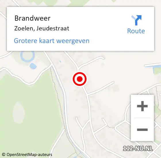 Locatie op kaart van de 112 melding: Brandweer Zoelen, Jeudestraat op 23 juli 2019 20:20