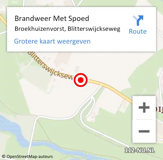 Locatie op kaart van de 112 melding: Brandweer Met Spoed Naar Broekhuizenvorst, Blitterswijckseweg op 23 juli 2019 21:44