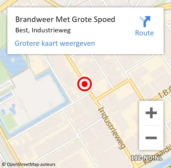 Locatie op kaart van de 112 melding: Brandweer Met Grote Spoed Naar Best, Industrieweg op 23 juli 2019 21:45