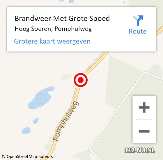 Locatie op kaart van de 112 melding: Brandweer Met Grote Spoed Naar Hoog Soeren, Pomphulweg op 23 juli 2019 23:05