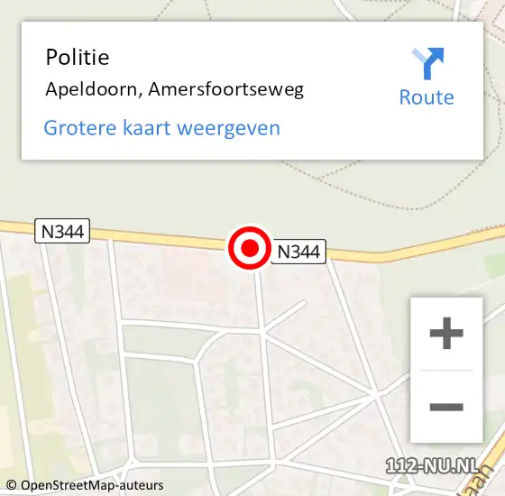 Locatie op kaart van de 112 melding: Politie Apeldoorn, Amersfoortseweg op 24 juli 2019 00:24