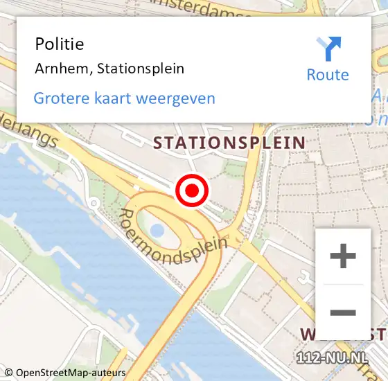 Locatie op kaart van de 112 melding: Politie Arnhem, Stationsplein op 24 juli 2019 00:25