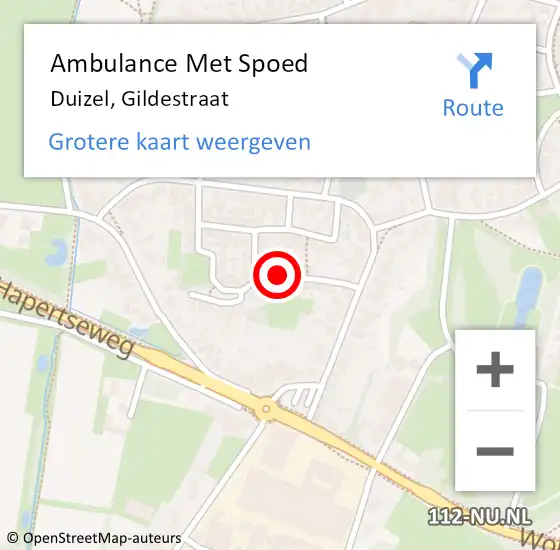 Locatie op kaart van de 112 melding: Ambulance Met Spoed Naar Duizel, Gildestraat op 24 juli 2019 01:05