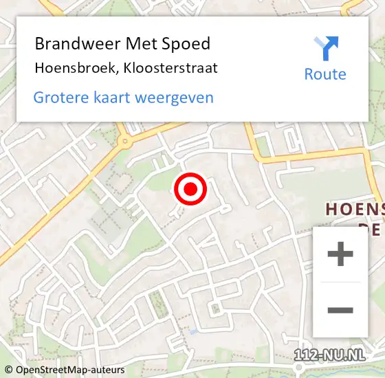 Locatie op kaart van de 112 melding: Brandweer Met Spoed Naar Hoensbroek, Kloosterstraat op 24 juli 2019 02:44