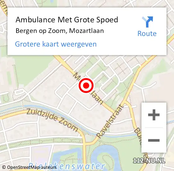 Locatie op kaart van de 112 melding: Ambulance Met Grote Spoed Naar Bergen op Zoom, Mozartlaan op 24 juli 2019 03:55