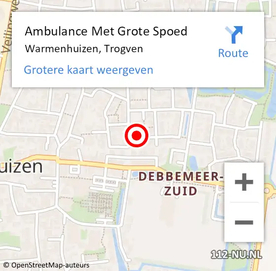 Locatie op kaart van de 112 melding: Ambulance Met Grote Spoed Naar Warmenhuizen, Trogven op 24 juli 2019 04:41