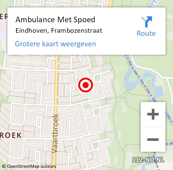 Locatie op kaart van de 112 melding: Ambulance Met Spoed Naar Eindhoven, Frambozenstraat op 24 juli 2019 05:41