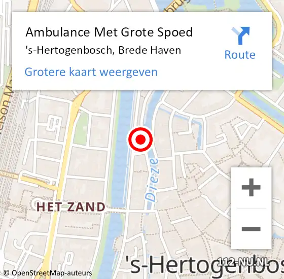 Locatie op kaart van de 112 melding: Ambulance Met Grote Spoed Naar 's-Hertogenbosch, Brede Haven op 24 juli 2019 06:02