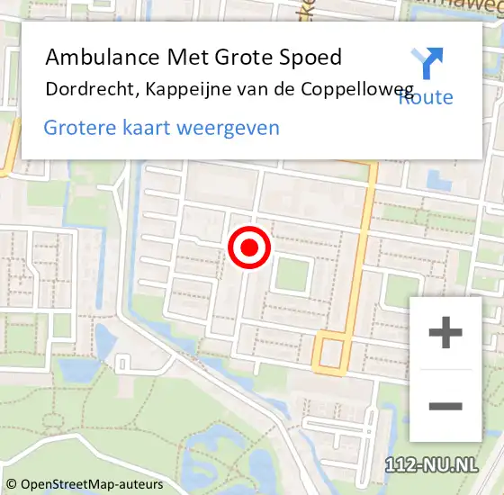 Locatie op kaart van de 112 melding: Ambulance Met Grote Spoed Naar Dordrecht, Kappeijne van de Coppelloweg op 24 juli 2019 06:14
