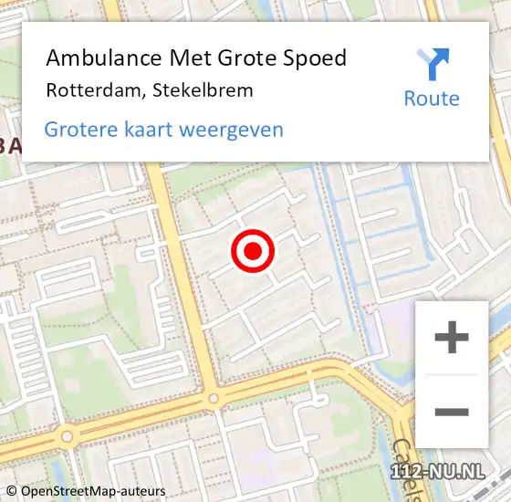 Locatie op kaart van de 112 melding: Ambulance Met Grote Spoed Naar Rotterdam, Stekelbrem op 24 juli 2019 07:07