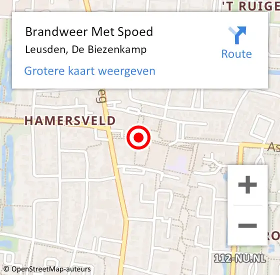 Locatie op kaart van de 112 melding: Brandweer Met Spoed Naar Leusden, De Biezenkamp op 24 juli 2019 08:26