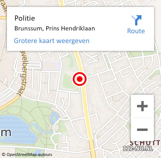 Locatie op kaart van de 112 melding: Politie Brunssum, Prins Hendriklaan op 24 juli 2019 08:33