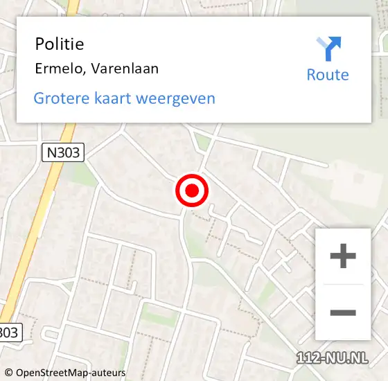 Locatie op kaart van de 112 melding: Politie Ermelo, Varenlaan op 24 juli 2019 08:56