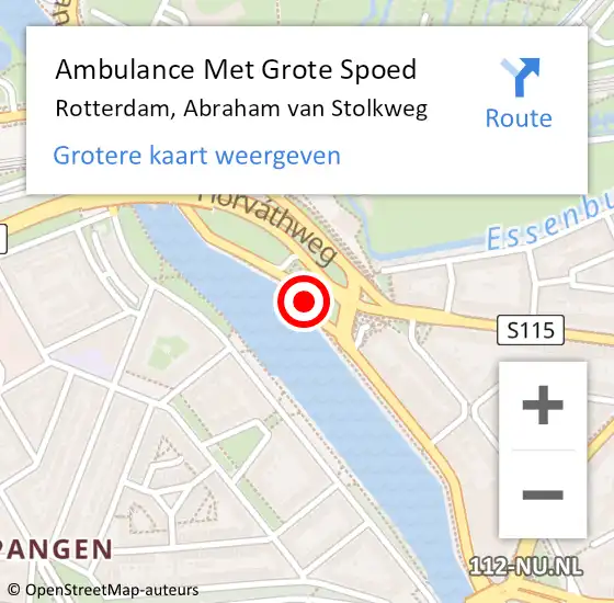 Locatie op kaart van de 112 melding: Ambulance Met Grote Spoed Naar Rotterdam, Abraham van Stolkweg op 24 juli 2019 09:06