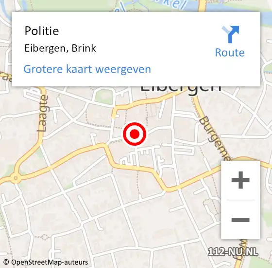 Locatie op kaart van de 112 melding: Politie Eibergen, Brink op 24 juli 2019 09:19