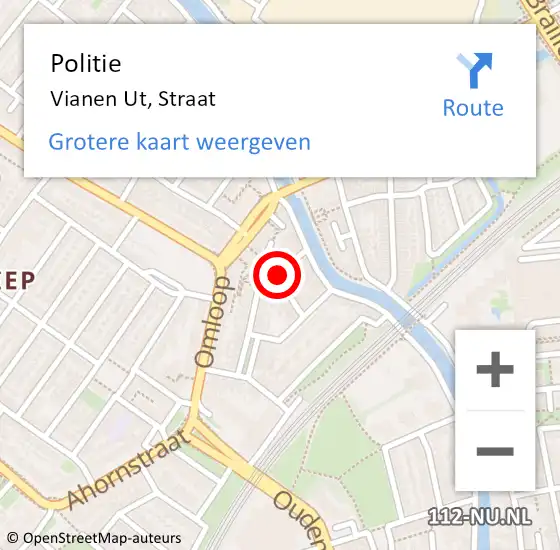 Locatie op kaart van de 112 melding: Politie Vianen Ut, Straat op 24 juli 2019 09:56