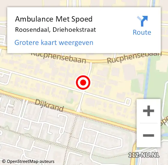 Locatie op kaart van de 112 melding: Ambulance Met Spoed Naar Roosendaal, Driehoekstraat op 8 april 2014 13:35