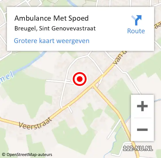 Locatie op kaart van de 112 melding: Ambulance Met Spoed Naar Son en Breugel, Sint Genovevastraat op 24 juli 2019 11:18
