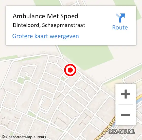 Locatie op kaart van de 112 melding: Ambulance Met Spoed Naar Dinteloord, Schaepmanstraat op 8 april 2014 13:49