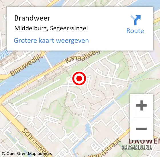 Locatie op kaart van de 112 melding: Brandweer Middelburg, Segeerssingel op 24 juli 2019 13:22