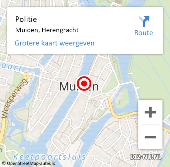 Locatie op kaart van de 112 melding: Politie Muiden, Herengracht op 24 juli 2019 13:35