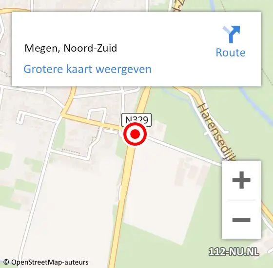Locatie op kaart van de 112 melding:  Megen, Noord-Zuid op 24 juli 2019 13:38