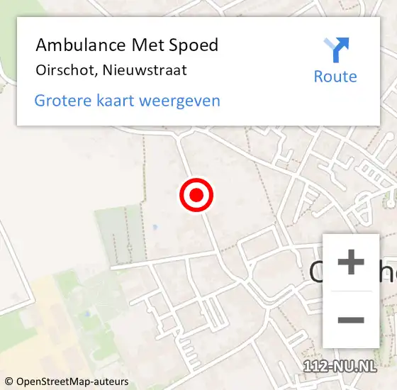 Locatie op kaart van de 112 melding: Ambulance Met Spoed Naar Oirschot, Nieuwstraat op 24 juli 2019 13:45