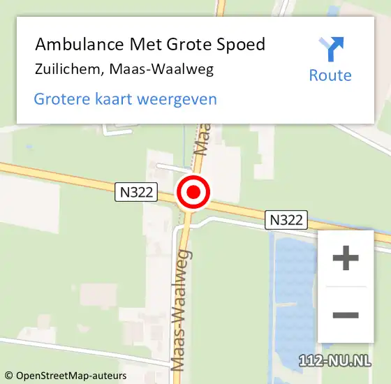 Locatie op kaart van de 112 melding: Ambulance Met Grote Spoed Naar Zuilichem, Maas-Waalweg op 24 juli 2019 14:01