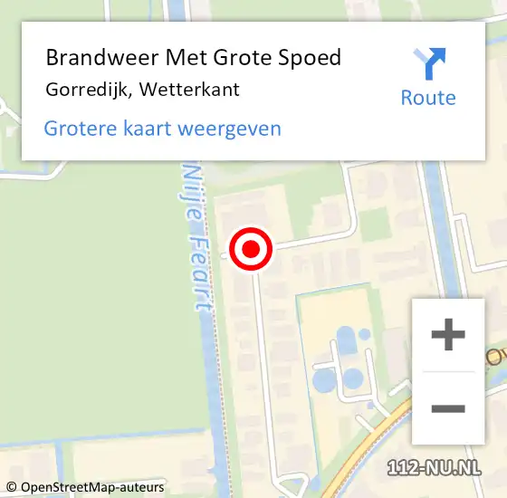 Locatie op kaart van de 112 melding: Brandweer Met Grote Spoed Naar Gorredijk, Wetterkant op 24 juli 2019 14:12
