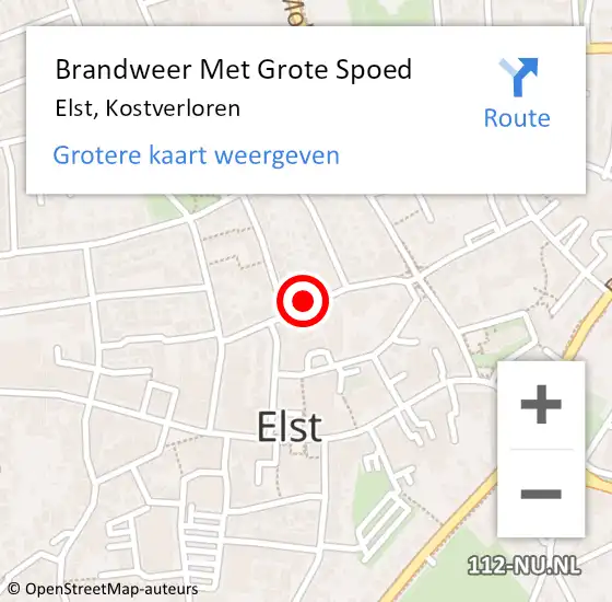 Locatie op kaart van de 112 melding: Brandweer Met Grote Spoed Naar Elst, Kostverloren op 24 juli 2019 15:35