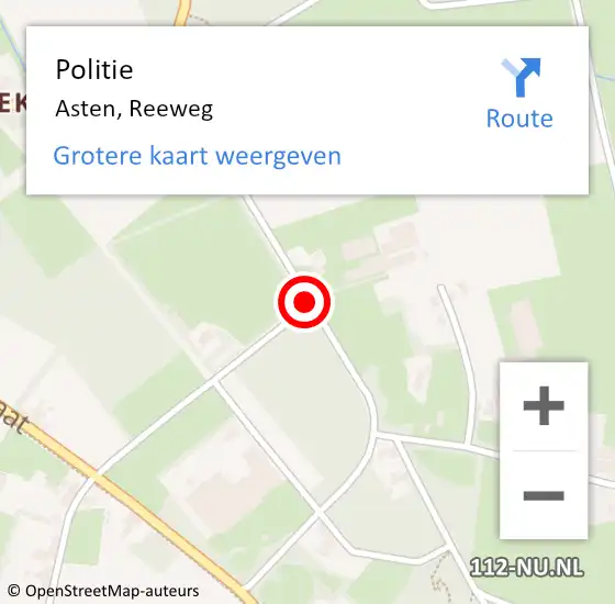 Locatie op kaart van de 112 melding: Politie Asten, Reeweg op 24 juli 2019 15:35