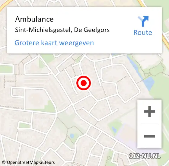 Locatie op kaart van de 112 melding: Ambulance Sint-Michielsgestel, De Geelgors op 24 juli 2019 16:06