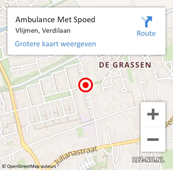 Locatie op kaart van de 112 melding: Ambulance Met Spoed Naar Vlijmen, Verdilaan op 24 juli 2019 16:07