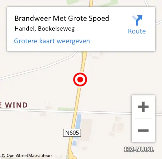 Locatie op kaart van de 112 melding: Brandweer Met Grote Spoed Naar Handel, Boekelseweg op 24 juli 2019 16:35