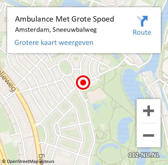 Locatie op kaart van de 112 melding: Ambulance Met Grote Spoed Naar Amsterdam, Sneeuwbalweg op 24 juli 2019 17:01