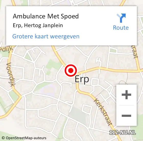 Locatie op kaart van de 112 melding: Ambulance Met Spoed Naar Erp, Hertog Janplein op 24 juli 2019 17:18