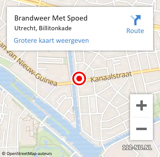 Locatie op kaart van de 112 melding: Brandweer Met Spoed Naar Utrecht, Billitonkade op 24 juli 2019 17:27