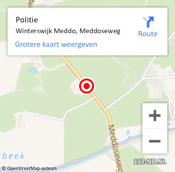 Locatie op kaart van de 112 melding: Politie Winterswijk Meddo, Meddoseweg op 24 juli 2019 17:39