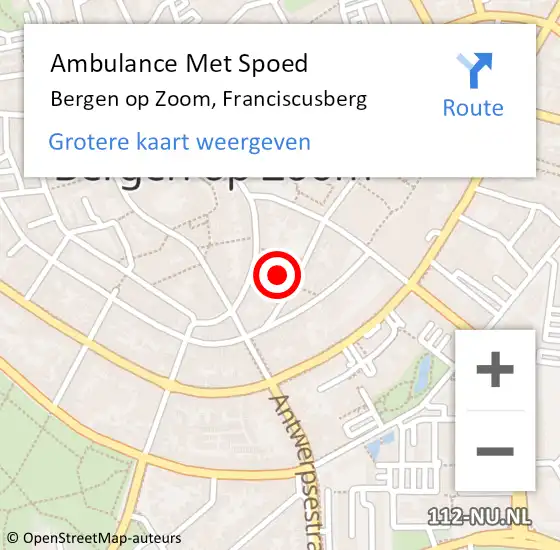 Locatie op kaart van de 112 melding: Ambulance Met Spoed Naar Bergen op Zoom, Franciscusberg op 24 juli 2019 18:14