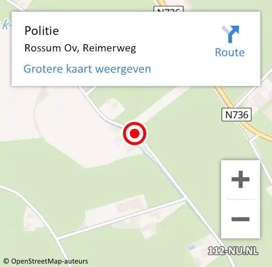 Locatie op kaart van de 112 melding: Politie Rossum Ov, Reimerweg op 24 juli 2019 18:18