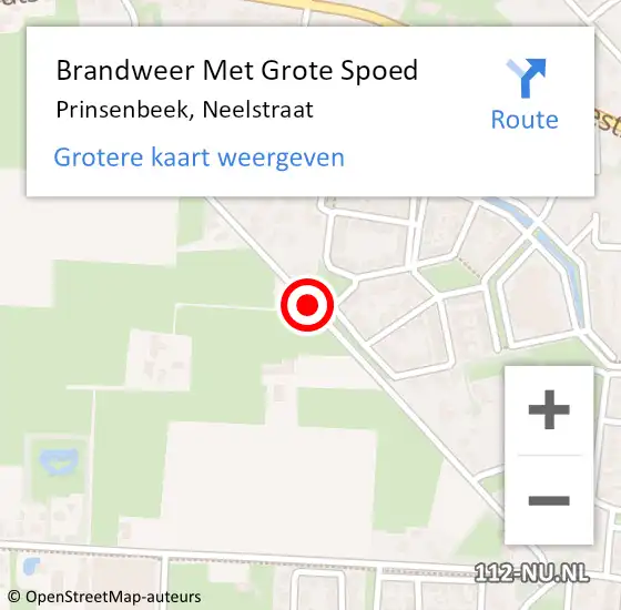 Locatie op kaart van de 112 melding: Brandweer Met Grote Spoed Naar Prinsenbeek, Neelstraat op 24 juli 2019 18:23