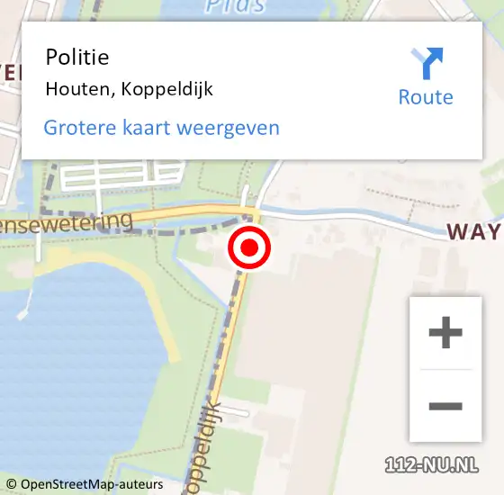 Locatie op kaart van de 112 melding: Politie Houten, Koppeldijk op 24 juli 2019 20:07