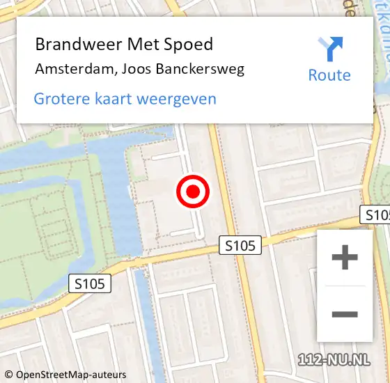 Locatie op kaart van de 112 melding: Brandweer Met Spoed Naar Amsterdam, Joos Banckersweg op 24 juli 2019 20:25