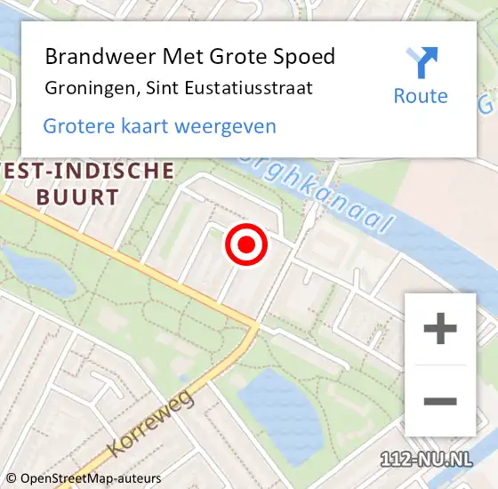 Locatie op kaart van de 112 melding: Brandweer Met Grote Spoed Naar Groningen, Sint Eustatiusstraat op 24 juli 2019 20:49