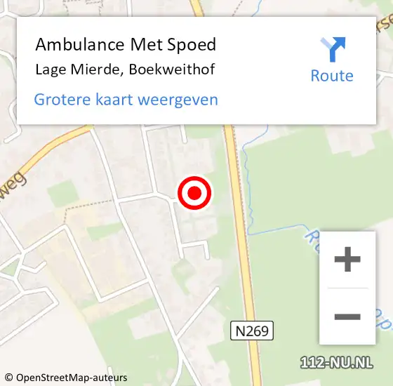 Locatie op kaart van de 112 melding: Ambulance Met Spoed Naar Lage Mierde, Boekweithof op 24 juli 2019 21:45