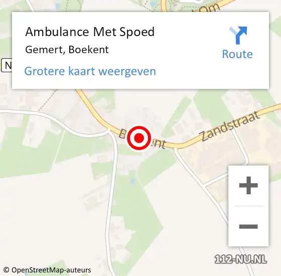 Locatie op kaart van de 112 melding: Ambulance Met Spoed Naar Gemert, Boekent op 24 juli 2019 23:05