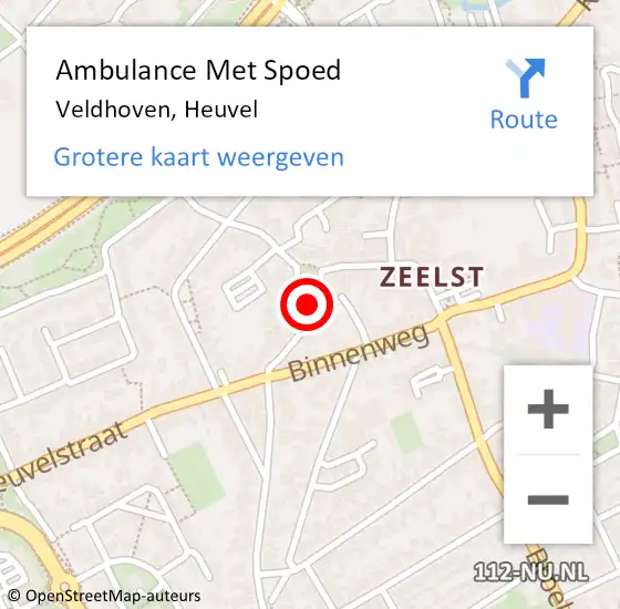 Locatie op kaart van de 112 melding: Ambulance Met Spoed Naar Veldhoven, Heuvel op 24 juli 2019 23:08