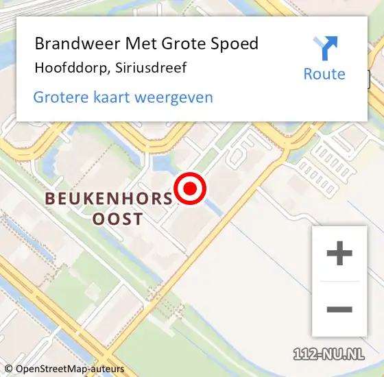 Locatie op kaart van de 112 melding: Brandweer Met Grote Spoed Naar Hoofddorp, Siriusdreef op 24 juli 2019 23:22