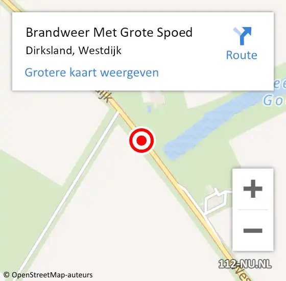 Locatie op kaart van de 112 melding: Brandweer Met Grote Spoed Naar Dirksland, Westdijk op 24 juli 2019 23:47